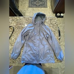The North Face Gray Rain Jacket with foldable hood